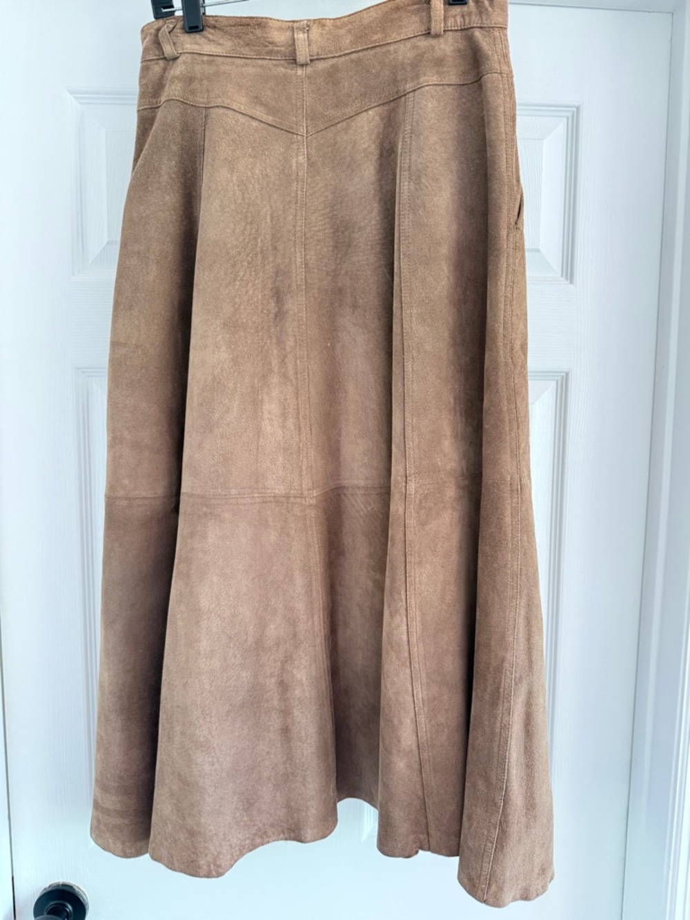 Vintage Liz Claiborne Lizwear Suede Leather Midi Skirt Tan Size 12 - Picture 4 of 7